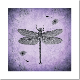 Purple dragonfly design Posters and Art